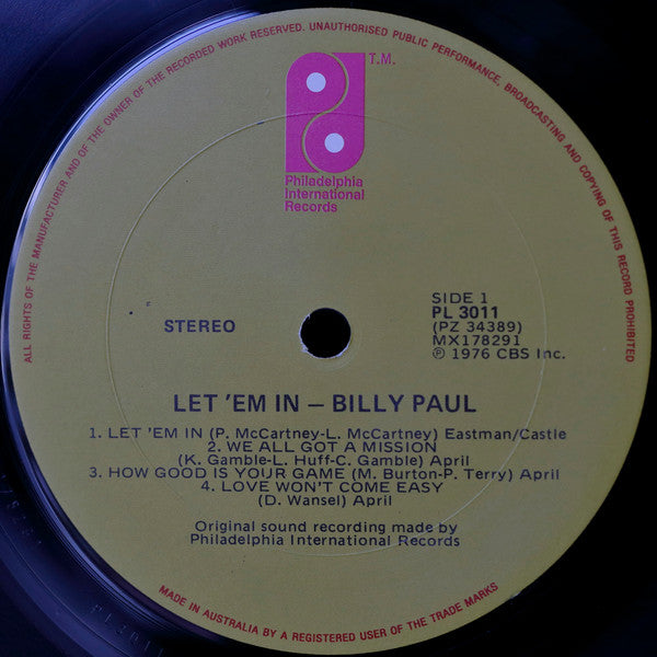 Billy Paul : Let 'Em In (LP, Album)