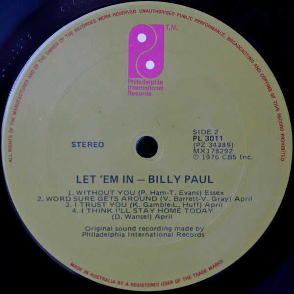 Billy Paul : Let 'Em In (LP, Album)