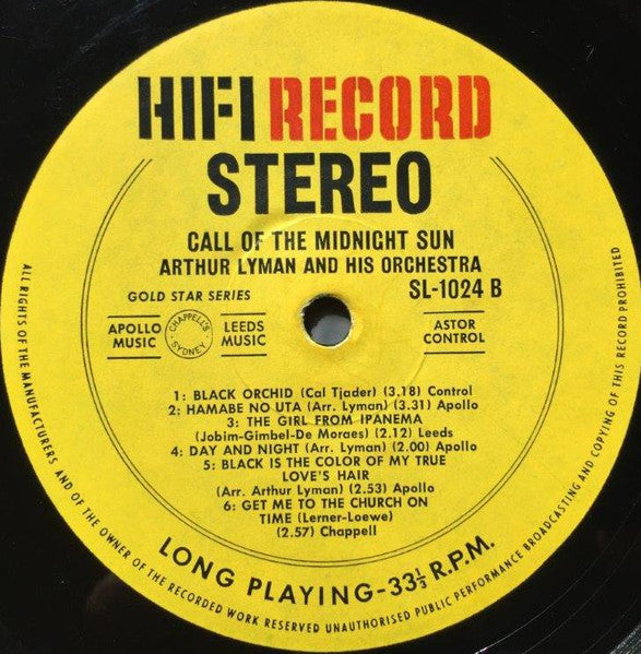 Arthur Lyman : Call Of The Midnight Sun (LP, Album)