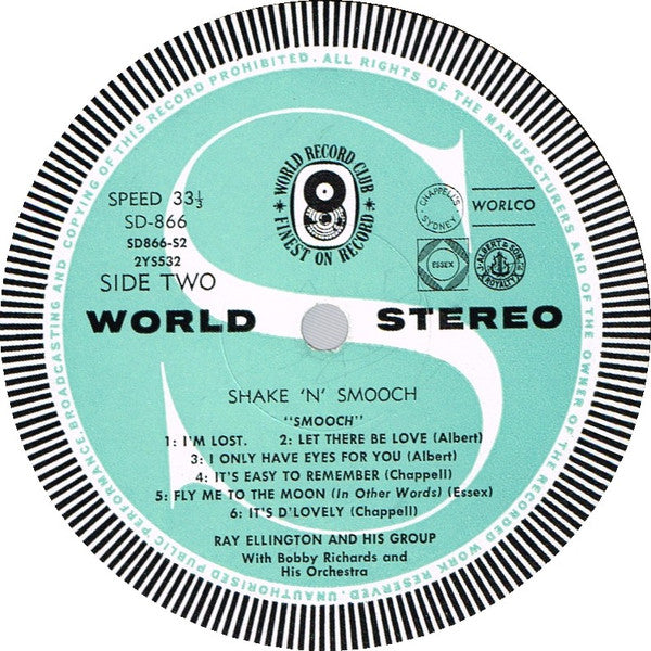 Ray Ellington And His Group With Bobby Richards And His Orchestra : Shake 'N' Smooch (LP, Album, Club)