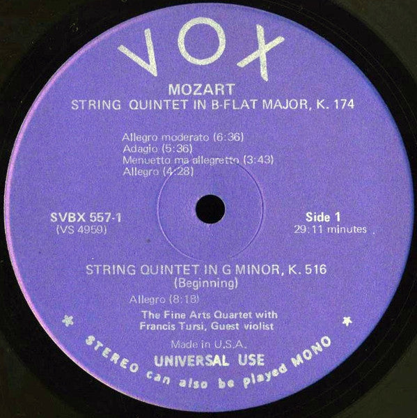 Mozart* - The Fine Arts Quartet With Francis Tursi : 6 String Quintets (3xLP, Album + Box)