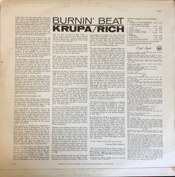 Buddy Rich / Gene Krupa : Burnin' Beat (LP, Album)