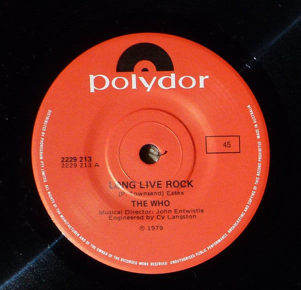 The Who : Long Live Rock (7", Single)