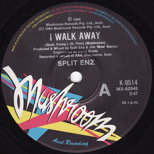 Split Enz : I Walk Away (7", Single)