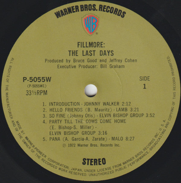 Various : Fillmore - The Last Days (3xLP + 7" + Box)