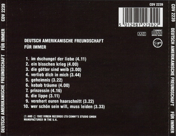 Deutsch Amerikanische Freundschaft : Für Immer (CD, Album, RE)