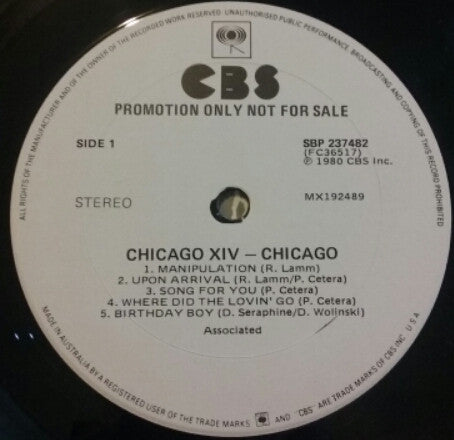 Chicago (2) : Chicago XIV (LP, Album, Promo)