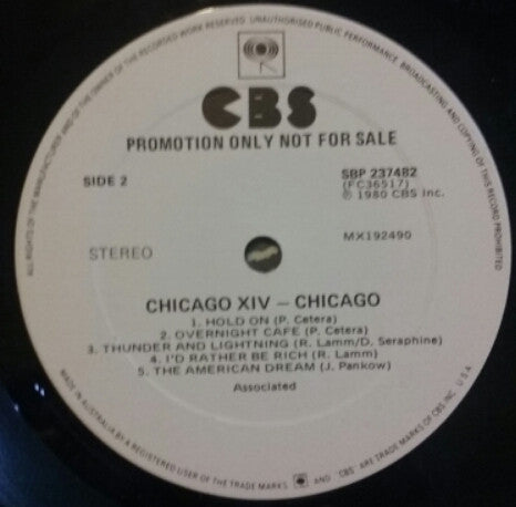 Chicago (2) : Chicago XIV (LP, Album, Promo)