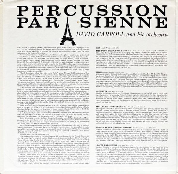 David Carroll & His Orchestra : Percussion Parisienne (LP, Album, Gat)