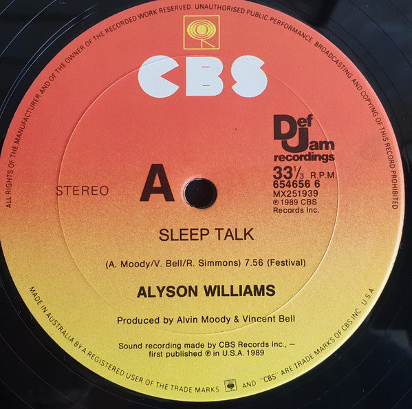 Alyson Williams : Sleep Talk (12", Promo)