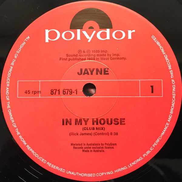 Jayne* : In My House (12", Single)