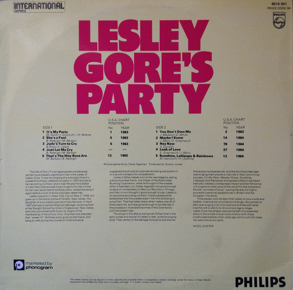 Lesley Gore : Lesley Gore's Party (LP, Comp)