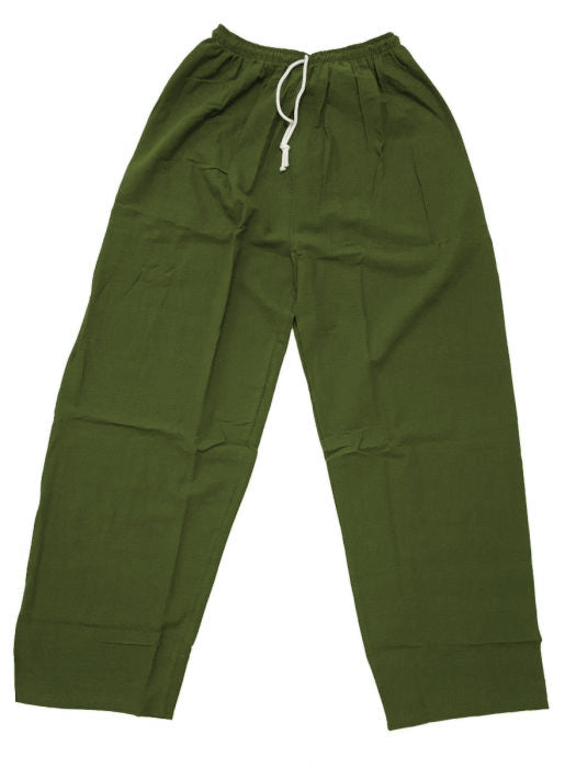 army green cotton drawstring pants
