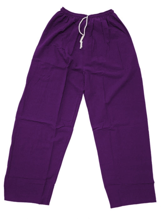 purple cotton drawstring pants