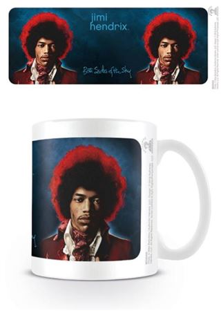 White ceramic coffee or tea mug with Jimi Hendrix Both Sides Of The Sky album cover print