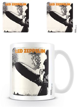 White ceramic coffee or tea mug with Led Zeppelin I album cover print