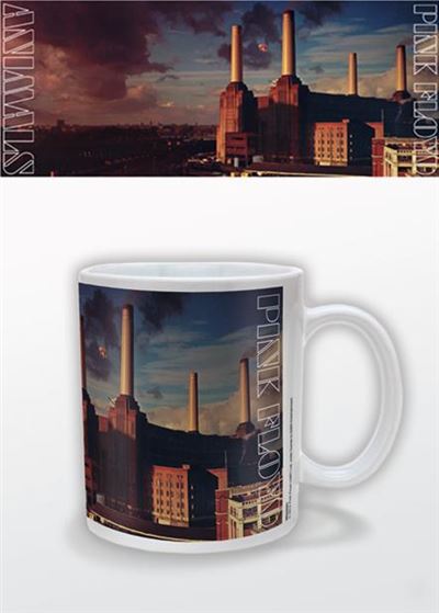 White ceramic coffee or tea mug with Pink Floyd Animals album cover print