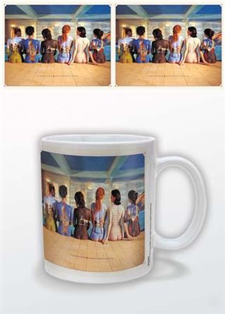 White ceramic coffee or tea mug with Pink Floyd Back Catalogue body art photograph print