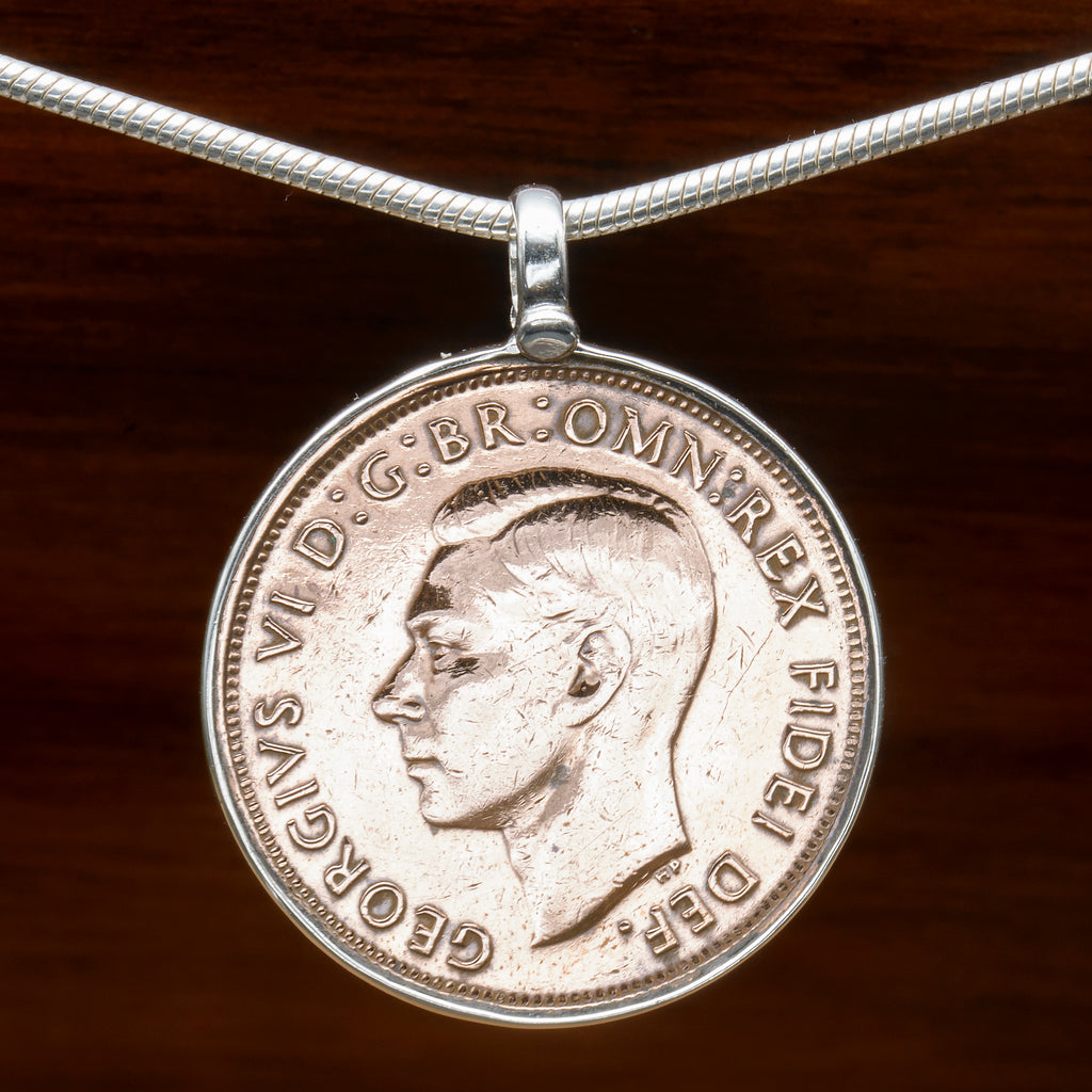 Sterling Silver Australian vintage half penny Coin pendant