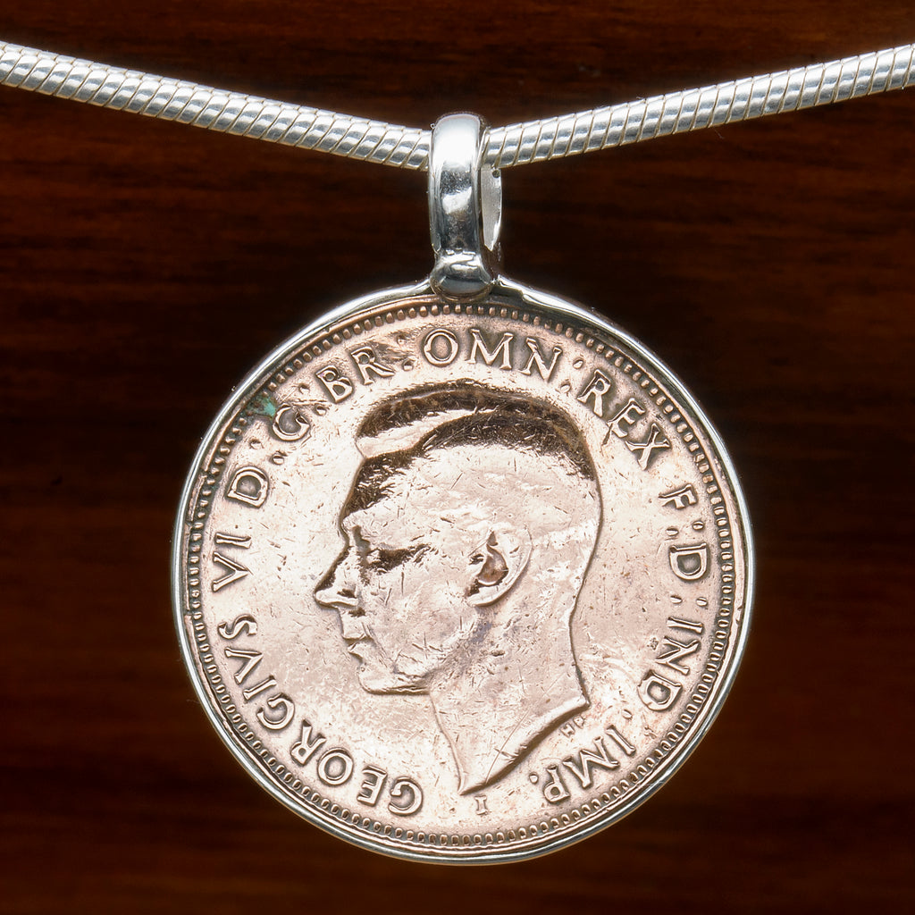 Sterling Silver Australian vintage half penny Coin pendant