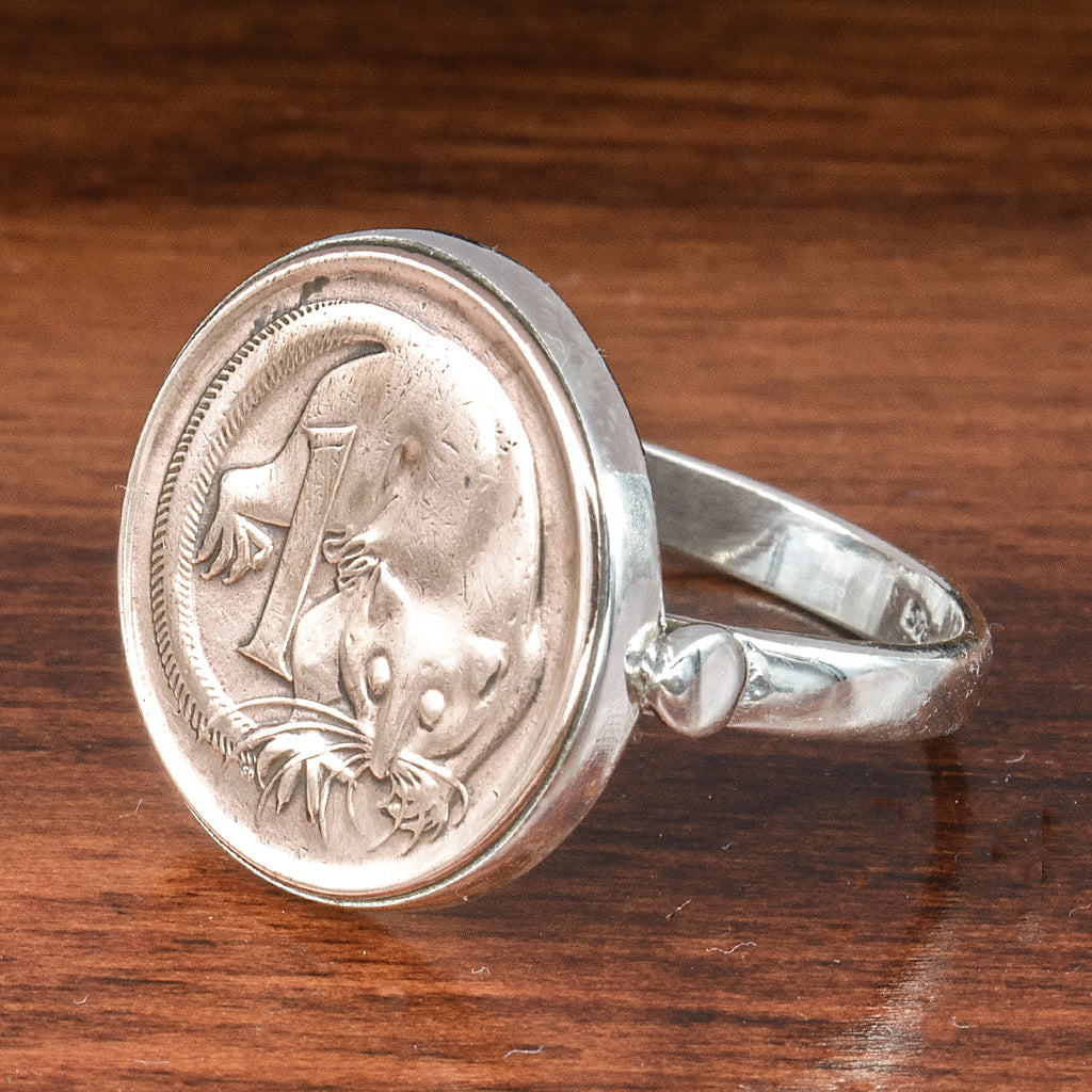 Sterling Silver Australian One Cent Coin Signet Ring