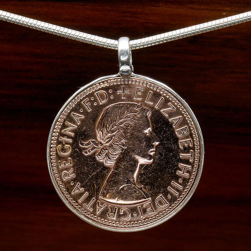 Sterling Silver Australian vintage penny Coin pendant