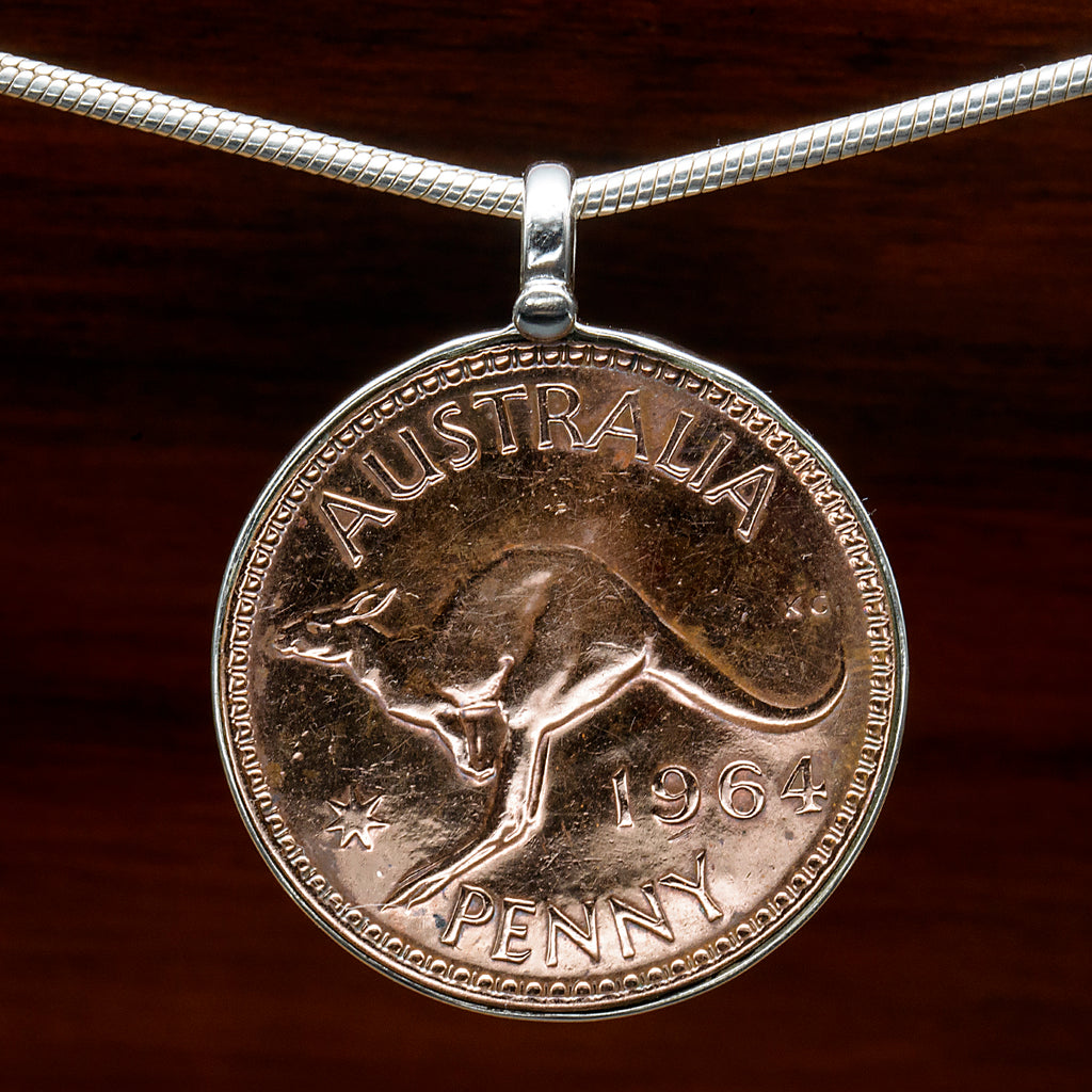 Sterling Silver Australian vintage penny Coin pendant