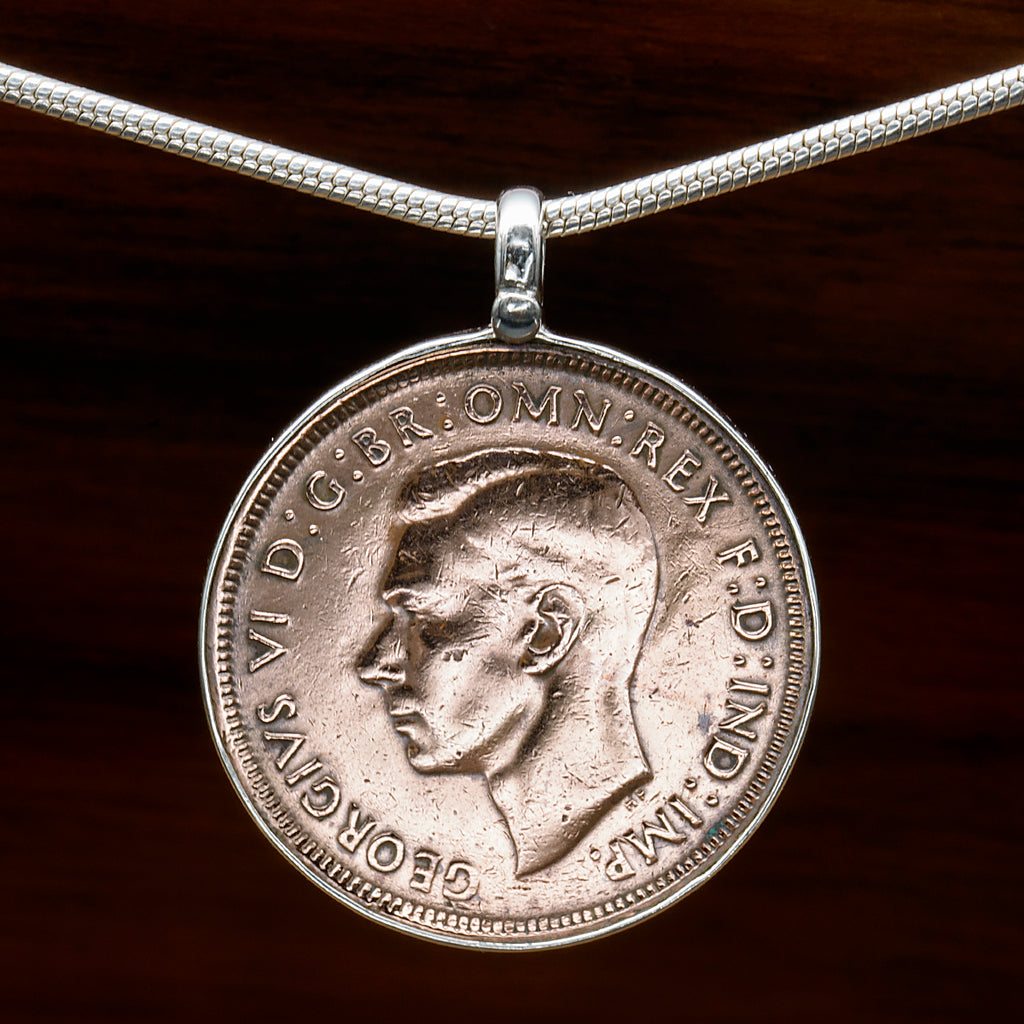 Sterling Silver Australian vintage penny Coin pendant