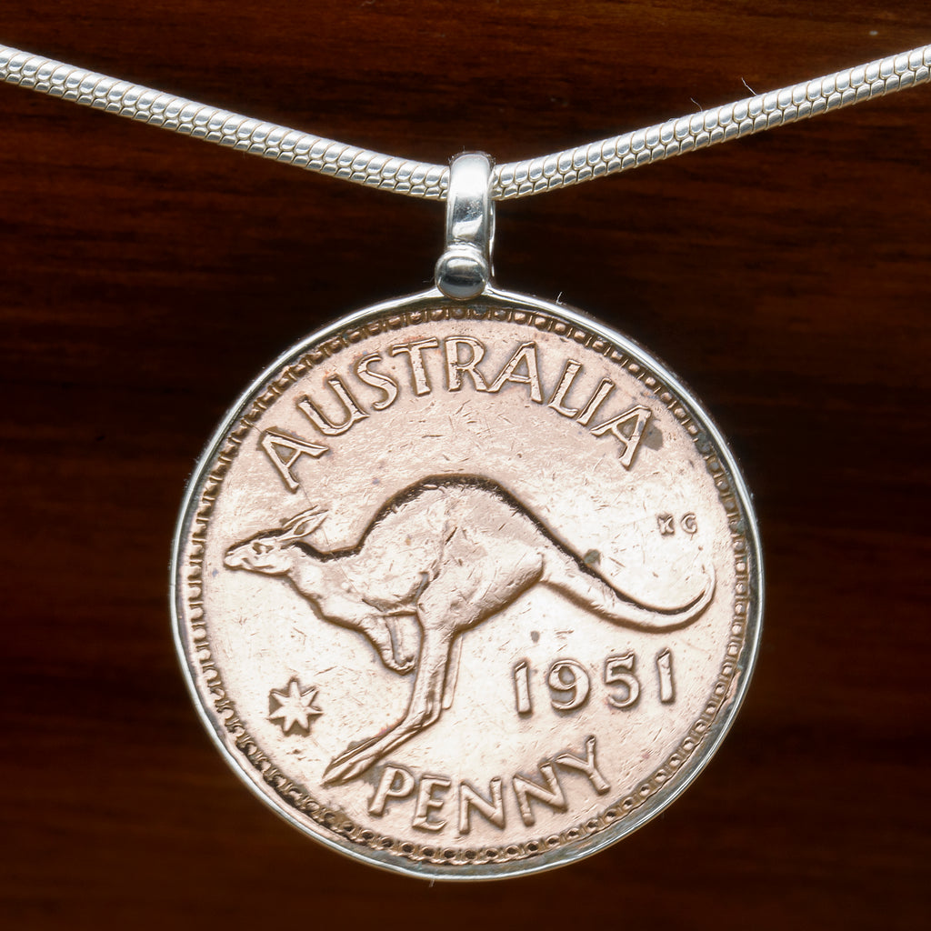 Sterling Silver Australian vintage penny Coin pendant