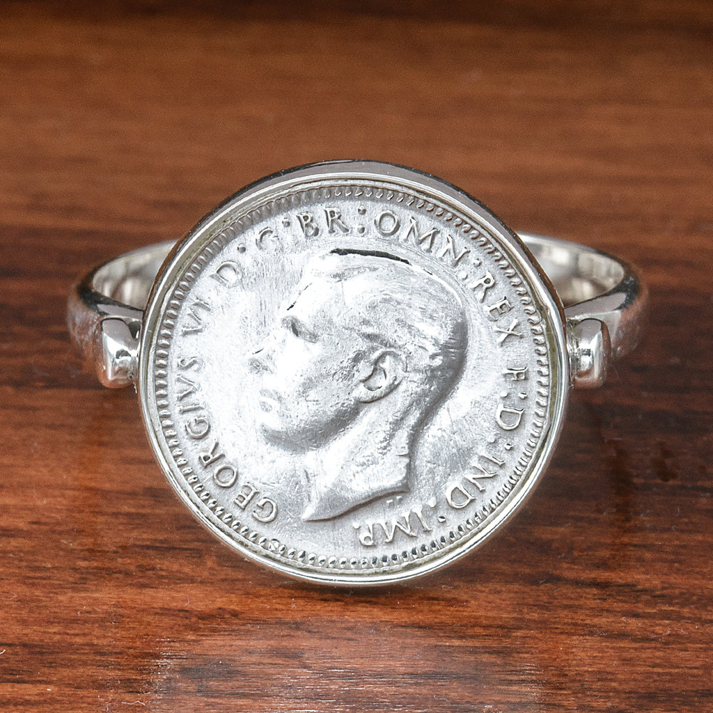 Sterling Silver Australian threepence Coin Signet Ring