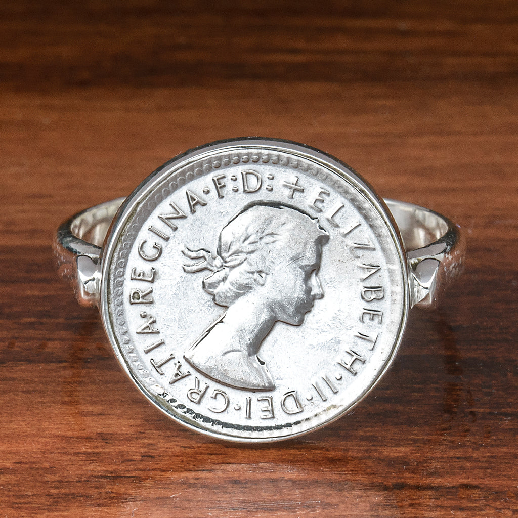 Sterling Silver Australian threepence Coin Signet Ring