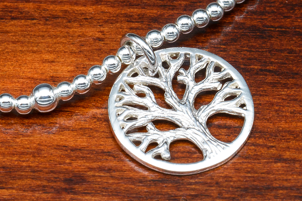 sterling Silver Tree Of Life Charm Bracelet detail