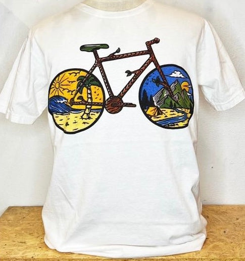 Tree Brand Bicycle graphic  t-shirt with round neck