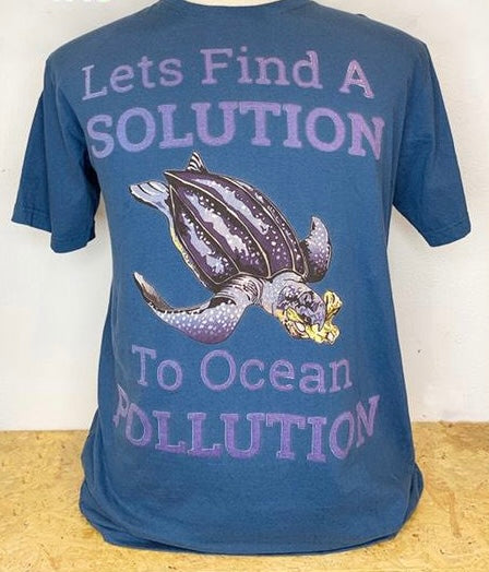 Tree Brand let's find a solution to ocean pollution sea turtle graphic t-shirt with round neck