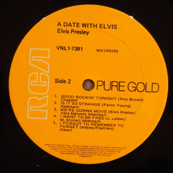 Elvis Presley : A Date With Elvis (LP, Comp, RP)