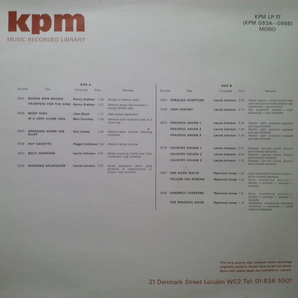 Various : KPM 093A-098B (LP, Album, Comp, Mono)