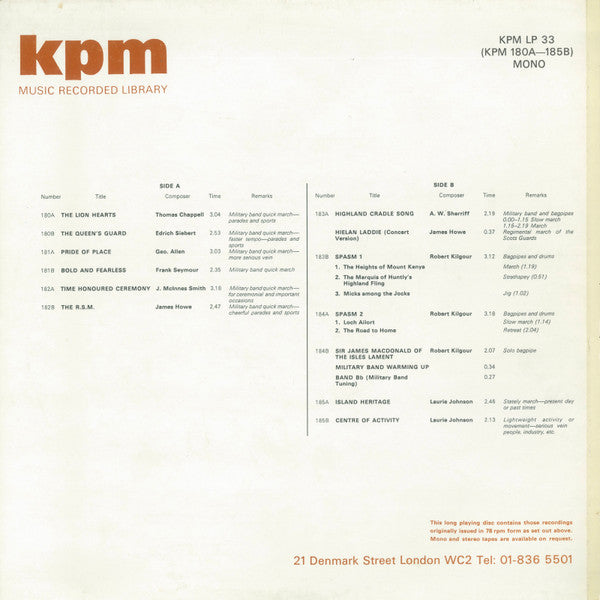 Various : KPM 180A-185B (LP)