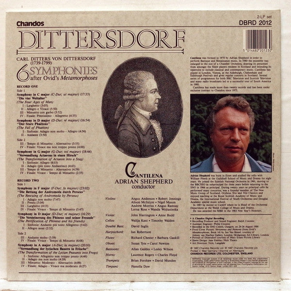 Carl Ditters von Dittersdorf, Adrian Shepherd, Cantilena, Adrian Shepherd : Six Symphonies After Ovid's Metamorphoses (2xLP)