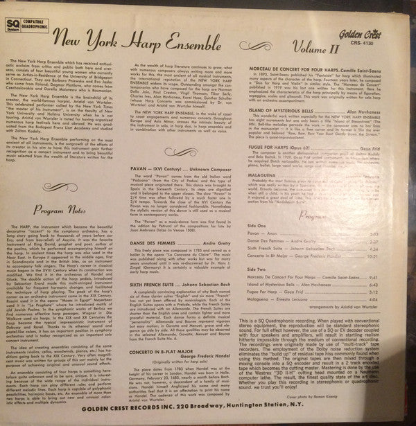 New York Harp Ensemble : Volume II (LP)