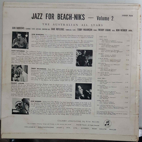 The Australian All-Stars : Jazz For Beach-niks Volume 2 (LP, Album, Mono)