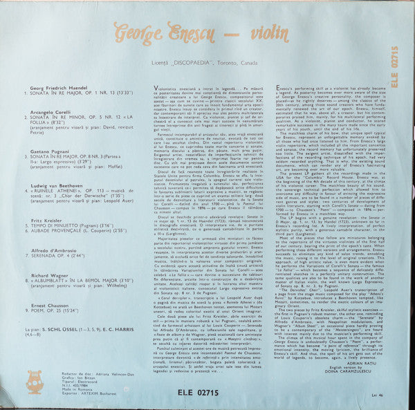 George Enescu : Historical Recordings (LP, Mono, Bla)