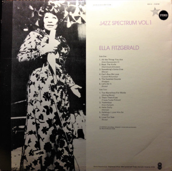 Ella Fitzgerald : Jazz Spectrum Vol. 1 (LP, Comp, Club, RE)