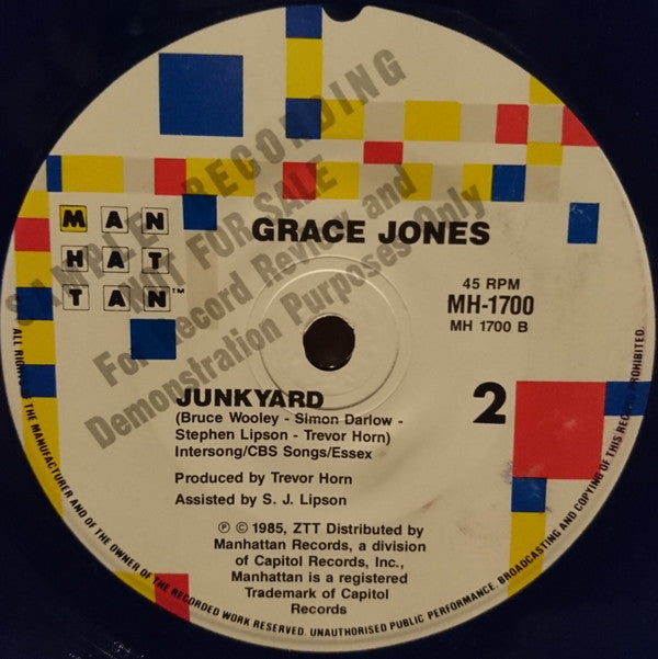 Grace Jones : Jones The Rhythm  (7", Promo)