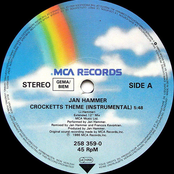 Jan Hammer : Crockett's Theme (Extended 12" Mix) (12", Maxi)