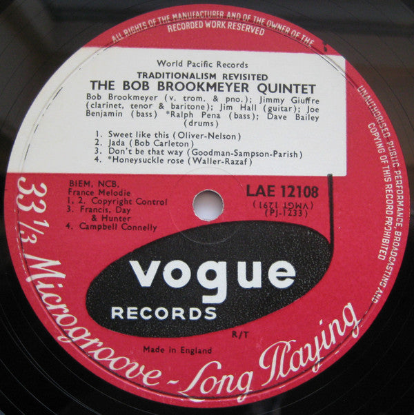 Bob Brookmeyer Quintet : Traditionalism Revisited (LP, Album, Mono)