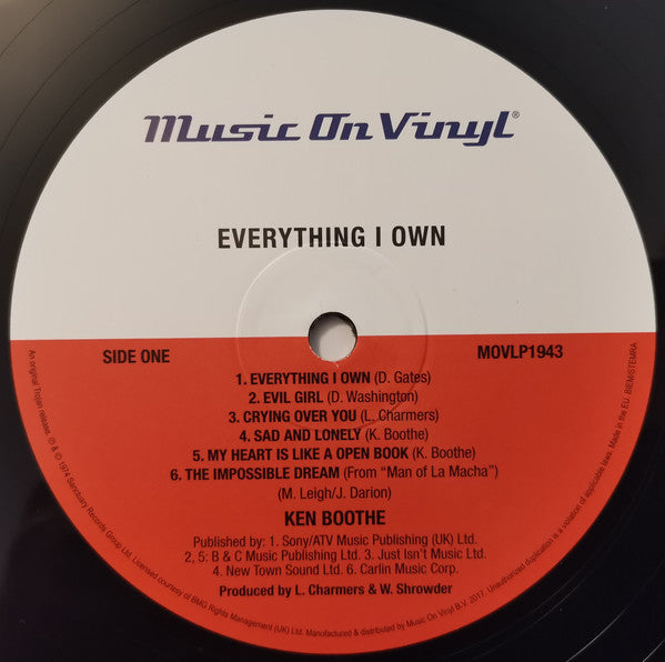 Ken Boothe : Everything I Own (LP, Album, RE, 180)