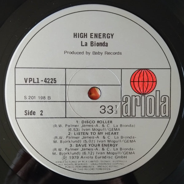 La Bionda : High Energy (LP, Album)