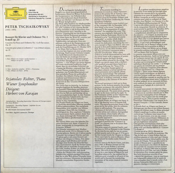 Pyotr Ilyich Tchaikovsky : Piano Concerto No.1 In B Flat Minor (LP, RE)