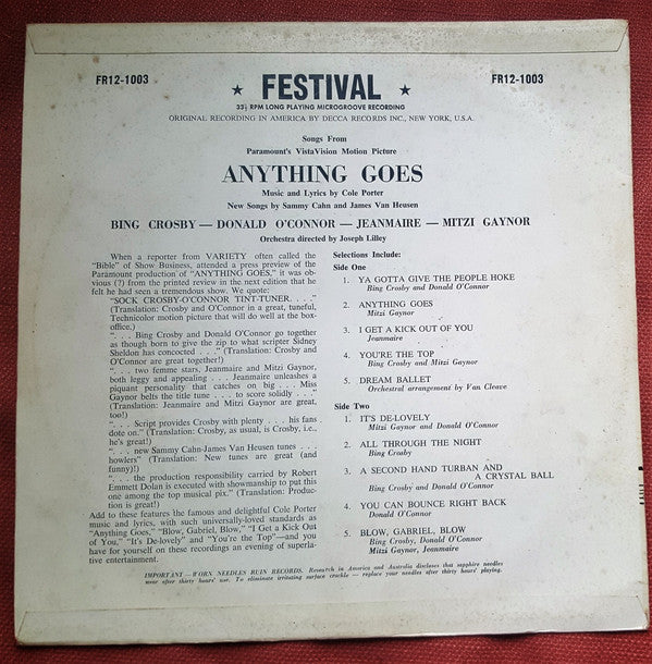 Bing Crosby, Donald O'Connor, Jeanmaire*, Mitzi Gaynor : Anything Goes (LP)