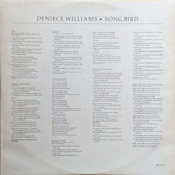 Deniece Williams : Song Bird (LP, Album)